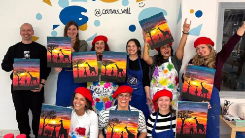 Taller de pintura con bebida y picoteo