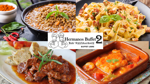 Buffet libre de comida casera + bebida y postre sin límite
