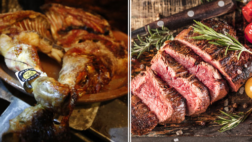 Menú para dos con entrantes y lechazo o entrecot